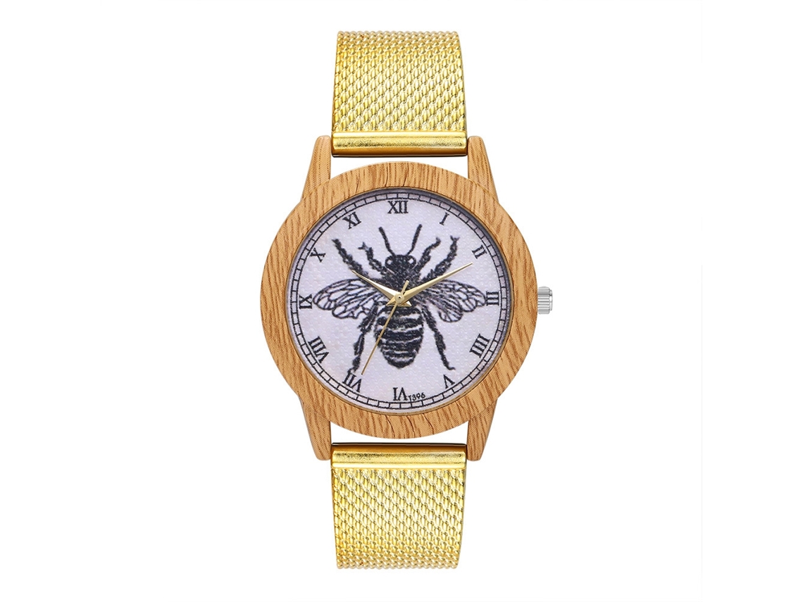 Reloj De Pulsera Unisex De Moda Y Ocio De Cuarzo Dorado Duradero