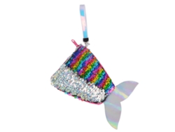Bolsa de equipaje con lentejuelas y cola de sirena colorida de Truyuety con asa y fecha plateada