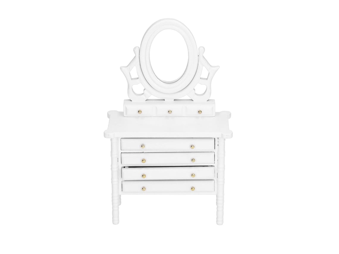 Mesa De Maquiagem Miniatura 1:12 Para Casinha De Bonecas Em Bétula Com Espelho Branco