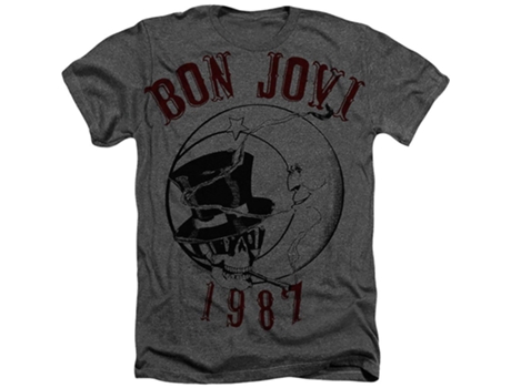 Camiseta ROCKINSTONE Bon Jovi Calavera y Luna 1987 (L)