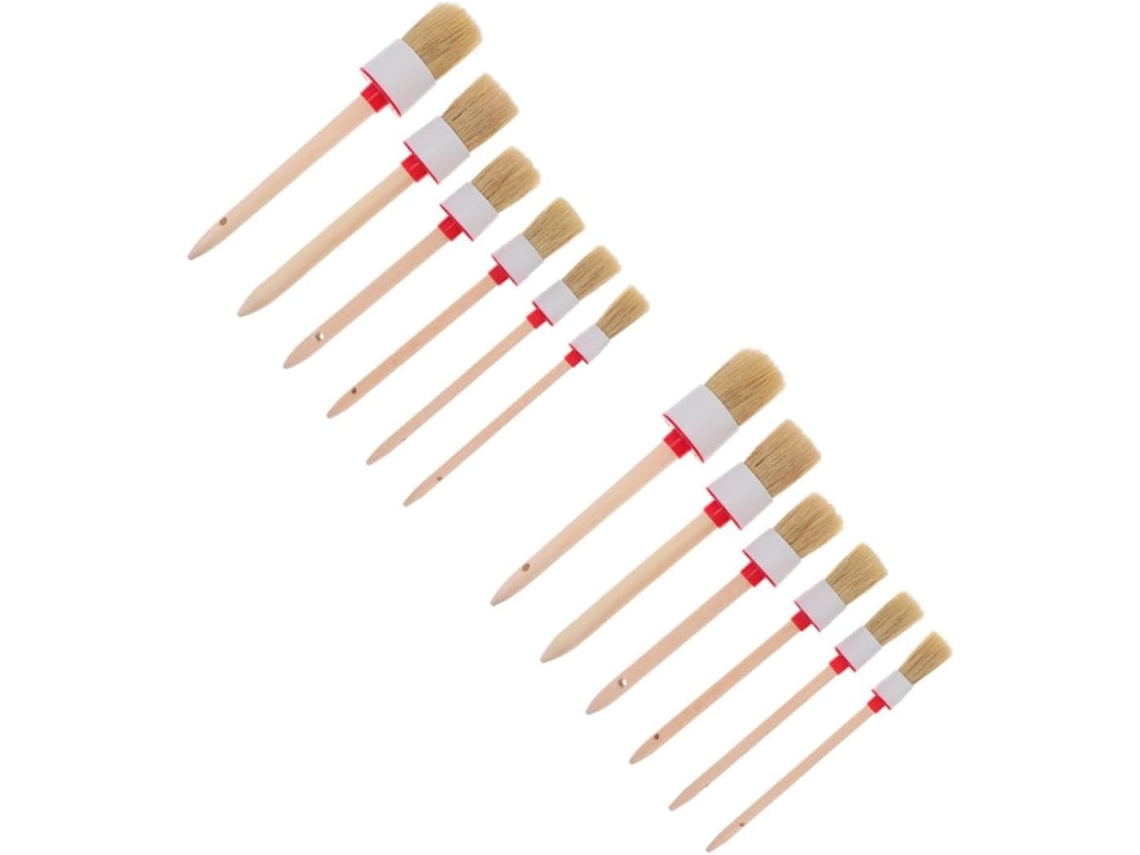 Juego De 12 Cepillos De Limpieza De Cerdas De Jabalí Con Mango Para Detalles.
