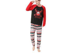 Kkpm-pijamas Navideños Para Familia Con Estampado De Ciervo Cartoon Cuello Redondo Manga Larga Color Picture Color Hombre M
