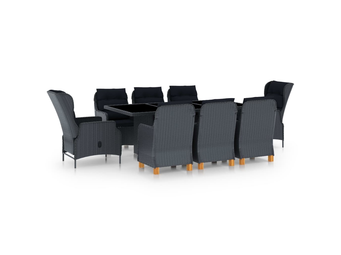 unidades Conj. Jantar Exterior C/ Almofadões Vime Pe Cinza Escuro Dkd Home Decor