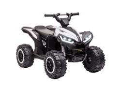 Quad Eléctrico Infantil De 12 V Con 2 Motores, Color Negro Y Blanco, 83 X 53 X 55,5 Cm.