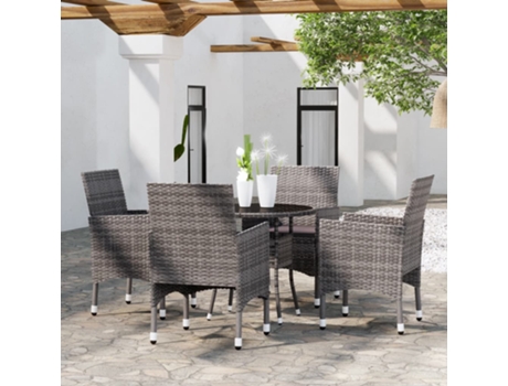 Conjunto 5 de comedor de jardín VIDAXL ratán sintético gris