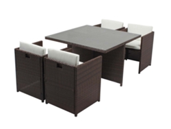 Conjunto de Comida CONCEPT U Miami 4 Personas em Brown Sprayed Resina Poly Rattan
