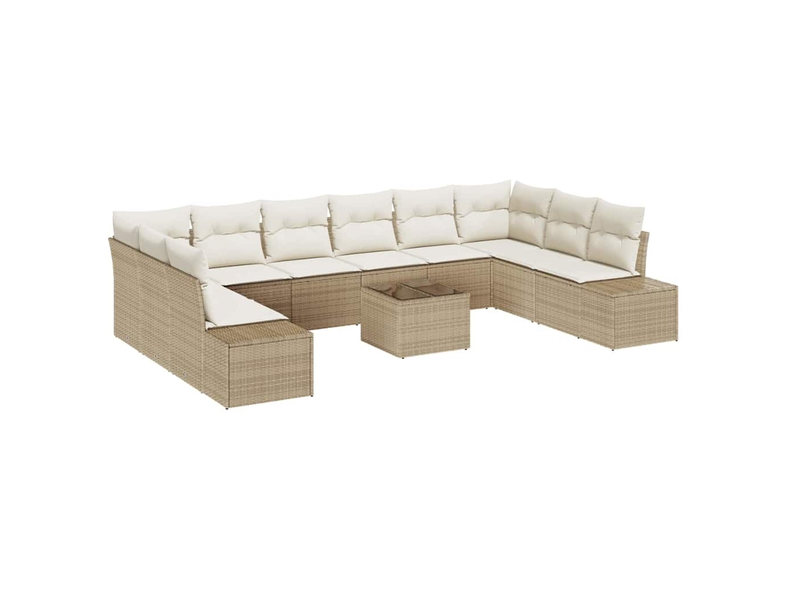 Maison Exclusive - Conjunto De Sofás De Jardín Con Cojín 10 Pcs Beige Y Crema