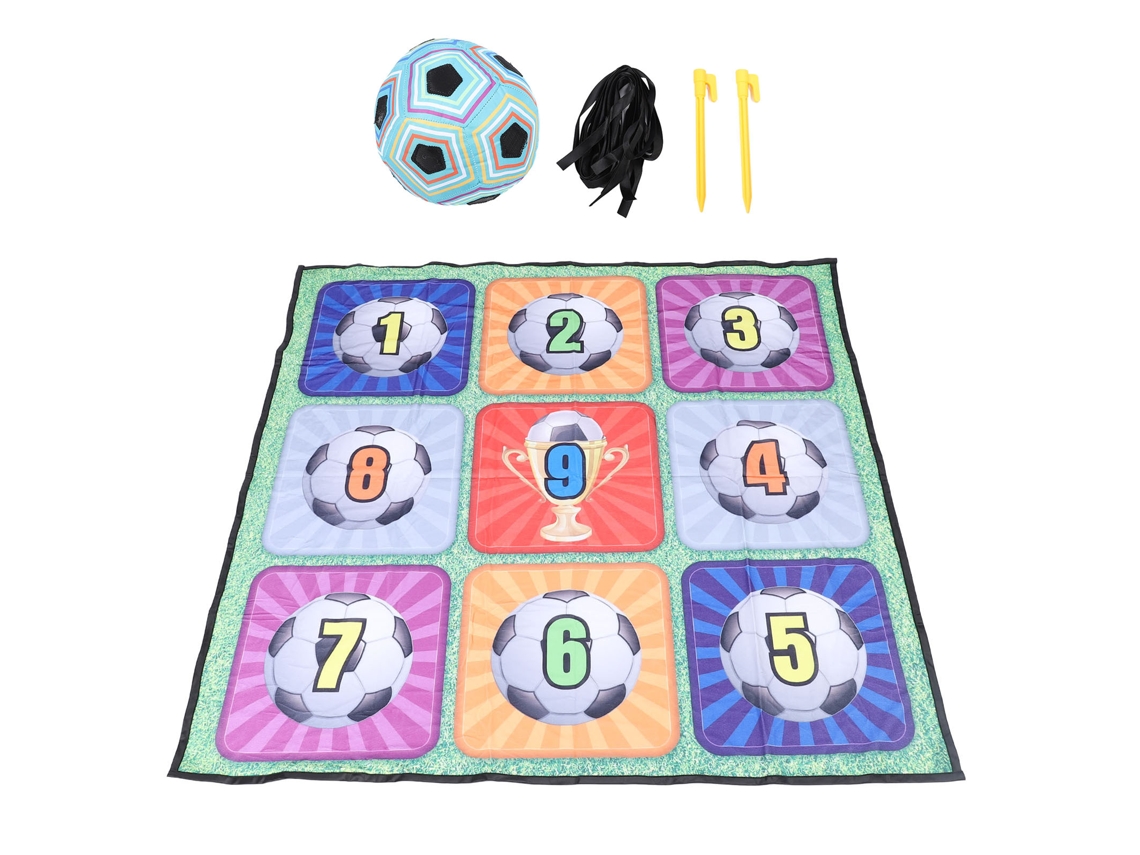Jogo de futebol Rebe para crianças com bola e taco para praticar chutes, passes e arremessos, ideal para ambientes internos e externos.