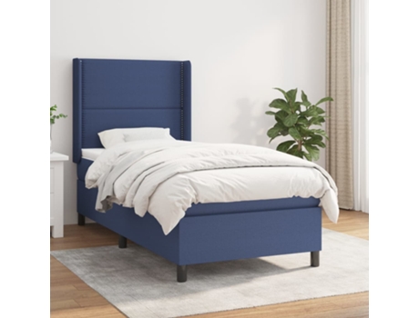 vidaXL Cama con somier y colchón 90x190 cm tela azul