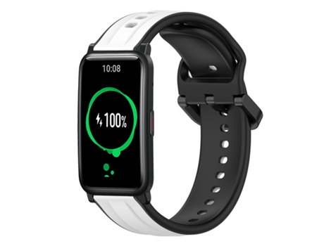 Correa de reloj inteligente para Honor Watch ES 20 mm Bucle convexo de silicona bicolor (blanco + negro)
