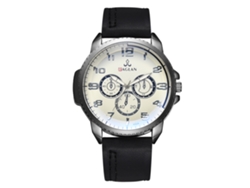 Reloj Quartz De Cuero Pu Para Hombre, Dial Redondo, Clásico De Moda (negro)