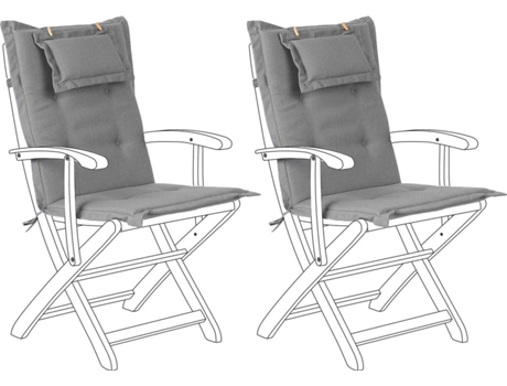 Conjunto de 2 cojines para silla de jardín gris BELIANI Maui