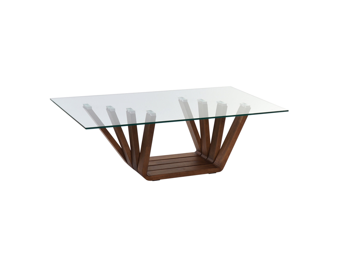 Mesa Centro Nogal Cristal 10 Mm, Natural 130x70x42cm