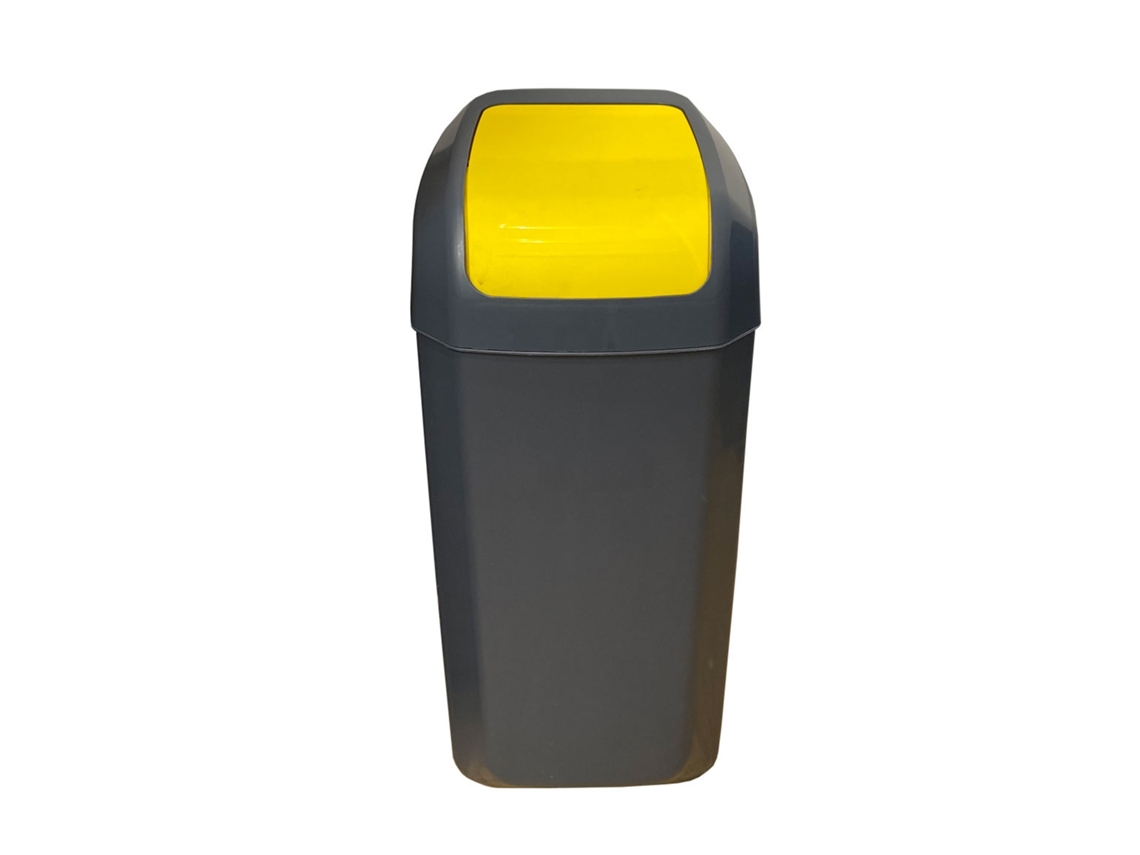 Cubo/Papelera WELLHOME con Tapa Basculante de 15L, Amarillo