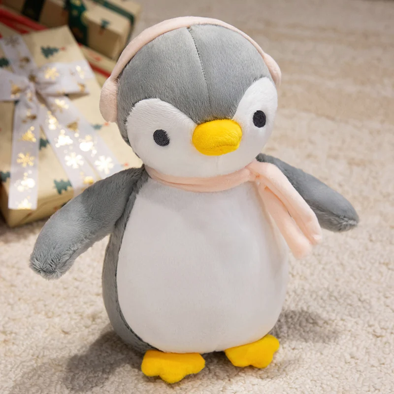 (cinza, 25cm) Lindo Pinguim De Pelúcia Com Fone De Ouvido, Estilo Anime, Simulação De Desenho Animado