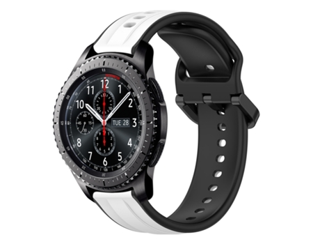 Correa de reloj inteligente para Samsung Gear S3 Frontier 22 mm Bucle convexo de silicona bicolor (blanco + negro)