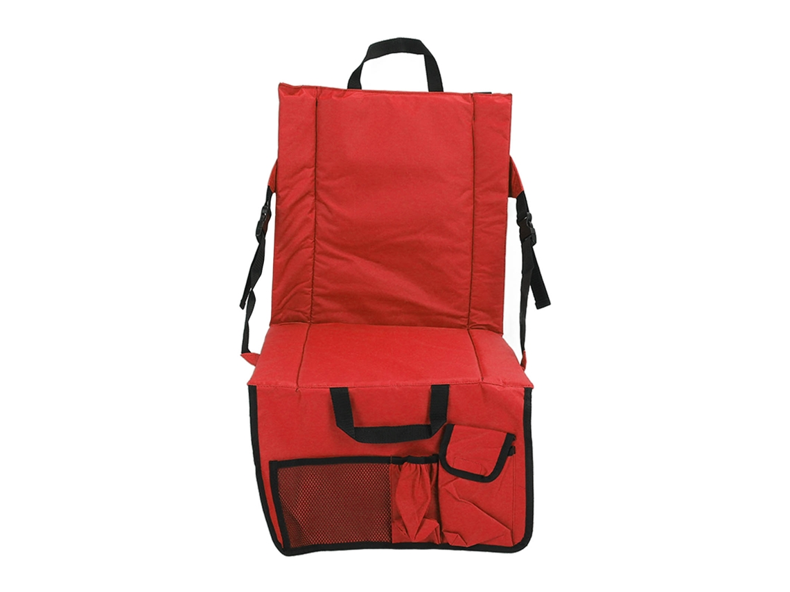 Silla Plegable Para Estadio Con Ángulo Ajustable, Tela Oxford 600d, Cojín Con Bolsillo, Color Rojo.