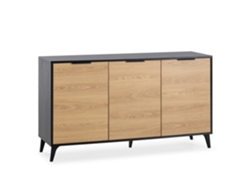 Aparador Kalma 3 puertas color negro/roble, 136 cm Ancho