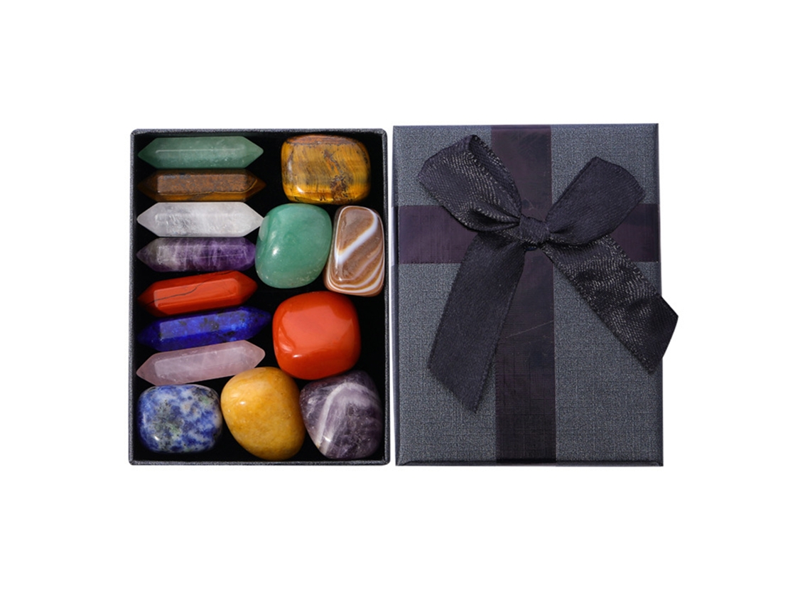 Caja de regalo con forma de columna hexagonal de piedra de cristal natural para yoga
