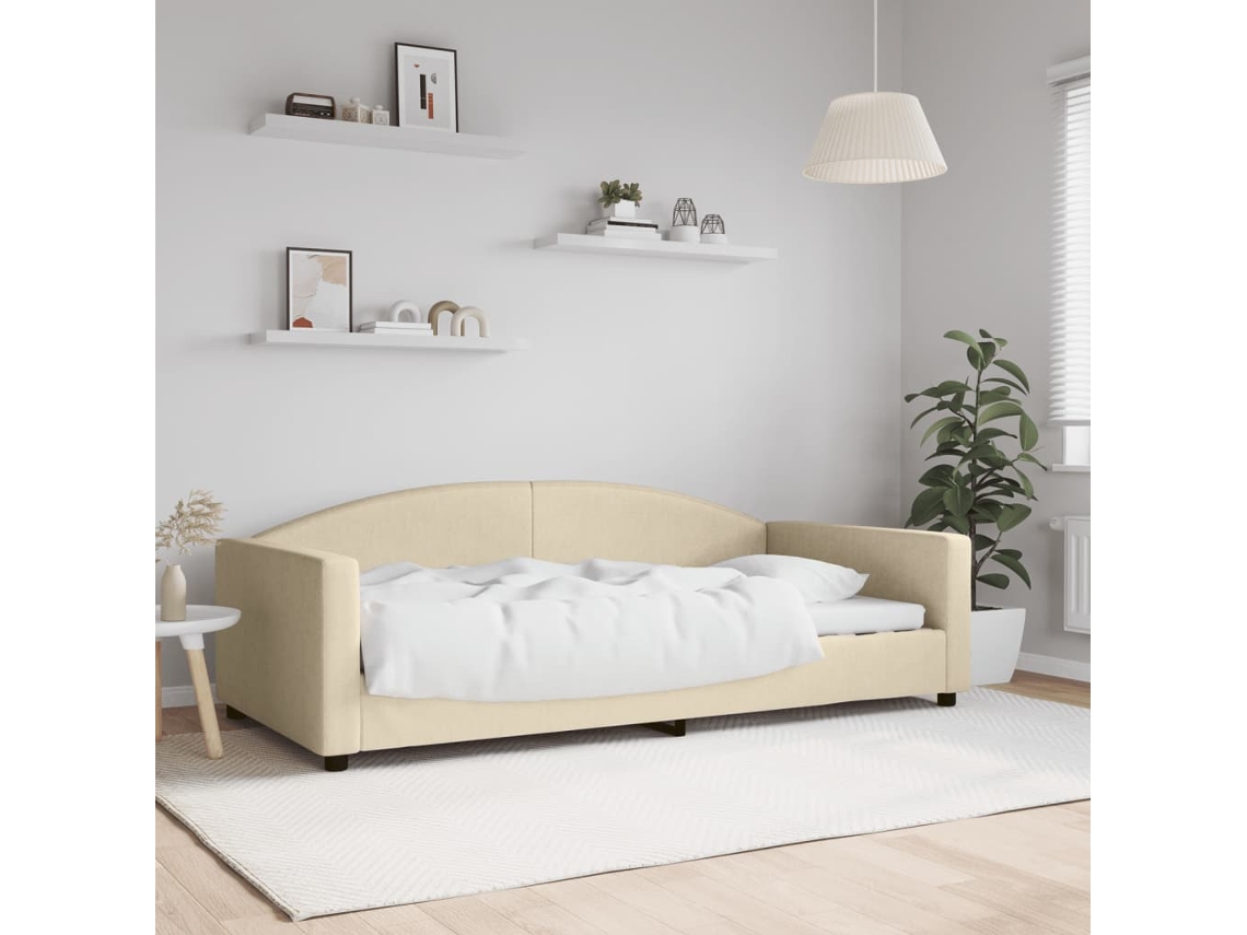 Sofá Cama Sin Colchón Tela Crema 100x200 Cm