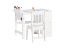 Juego de Mesa y Silla Infantil SoBuy KMB60-W Escritorio Infantil con 3 Portalápices