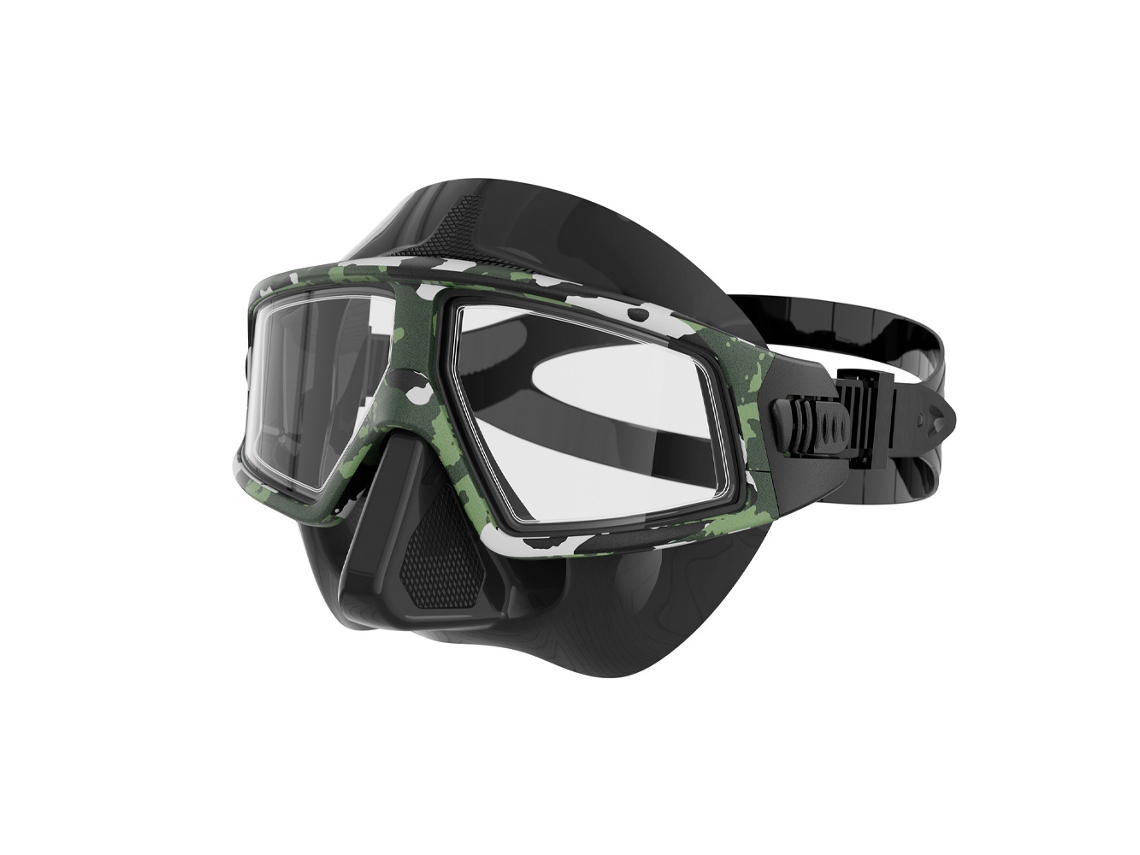 Máscara de buceo Hexinyigjly con visión de 180°, antivaho e impermeable, negra.