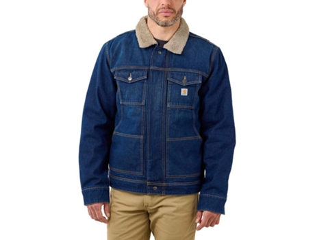 Casacos CARHARTT Jaqueta Jeans De Ajuste Relaxado Sherpa Azul XL