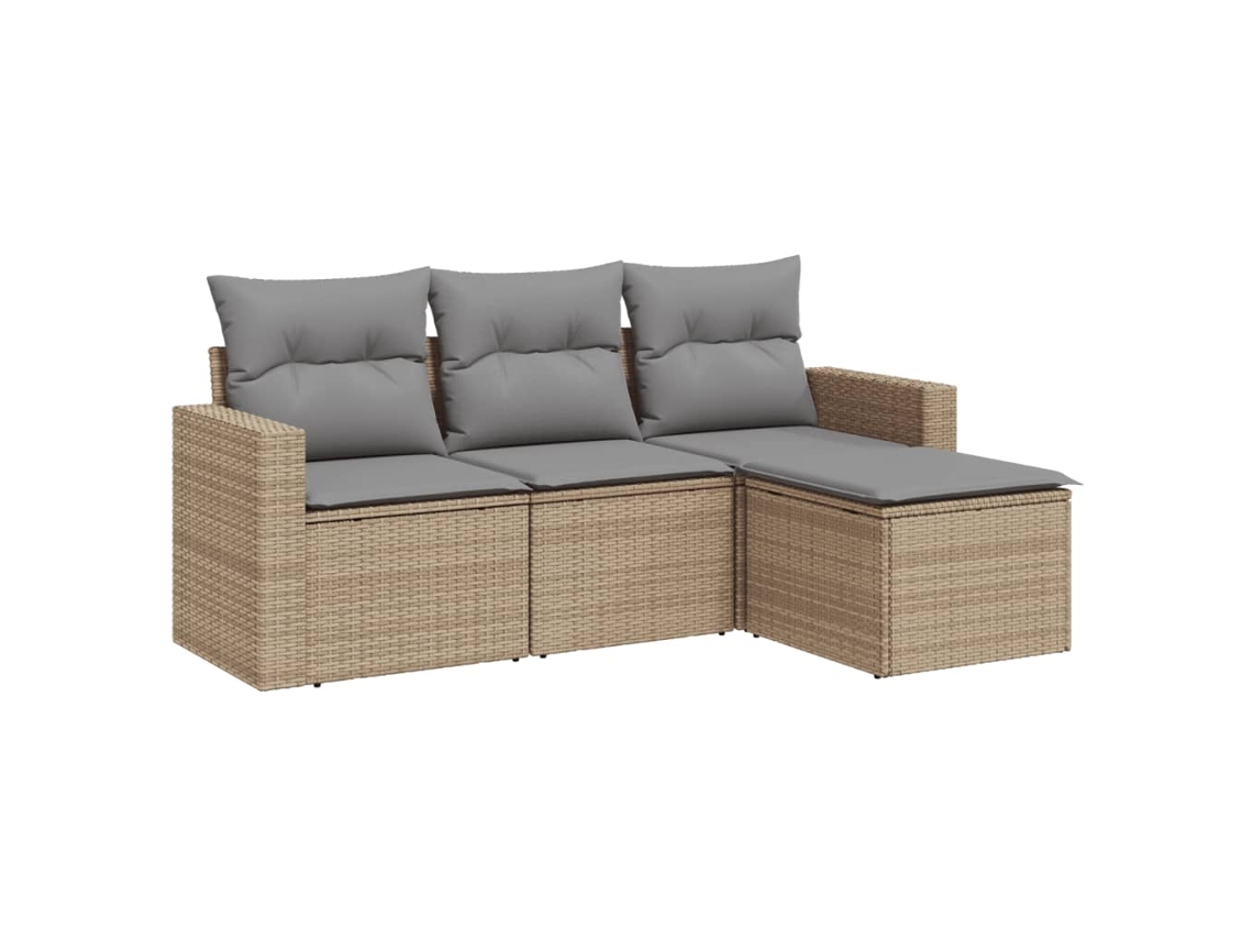 Maison Exclusive - Juego De Sofás Jardín Con Cojines 4 Pzas Ratán Sintético Beige