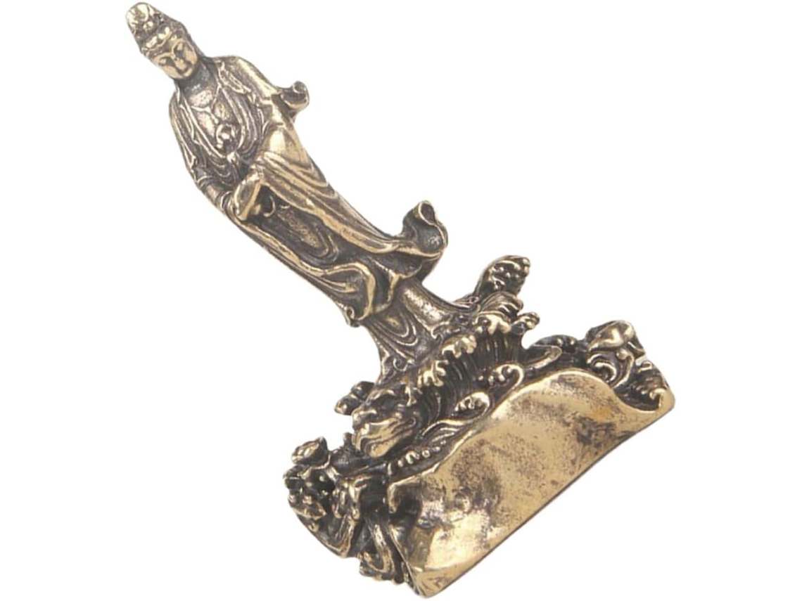 Elegante Estatua Retro Latón Guanyin Adorno Multifuncional Portátil Decoración Mesas Hogar Jardín