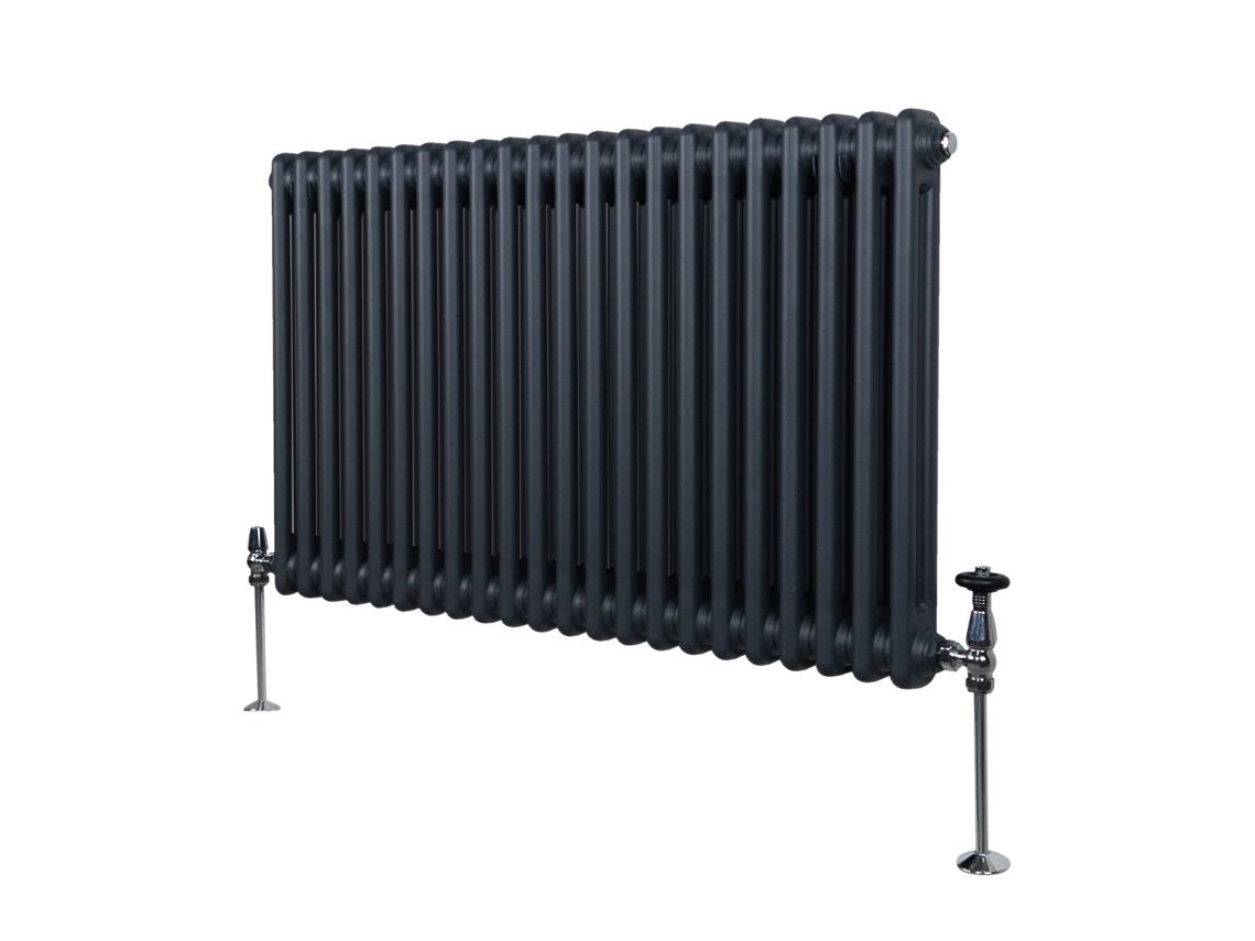 Radiador horizontal tradicional de 2 columnas en antracita – Acero al carbono de 1,5 mm, 4276 BTU, triple acabado, certificado