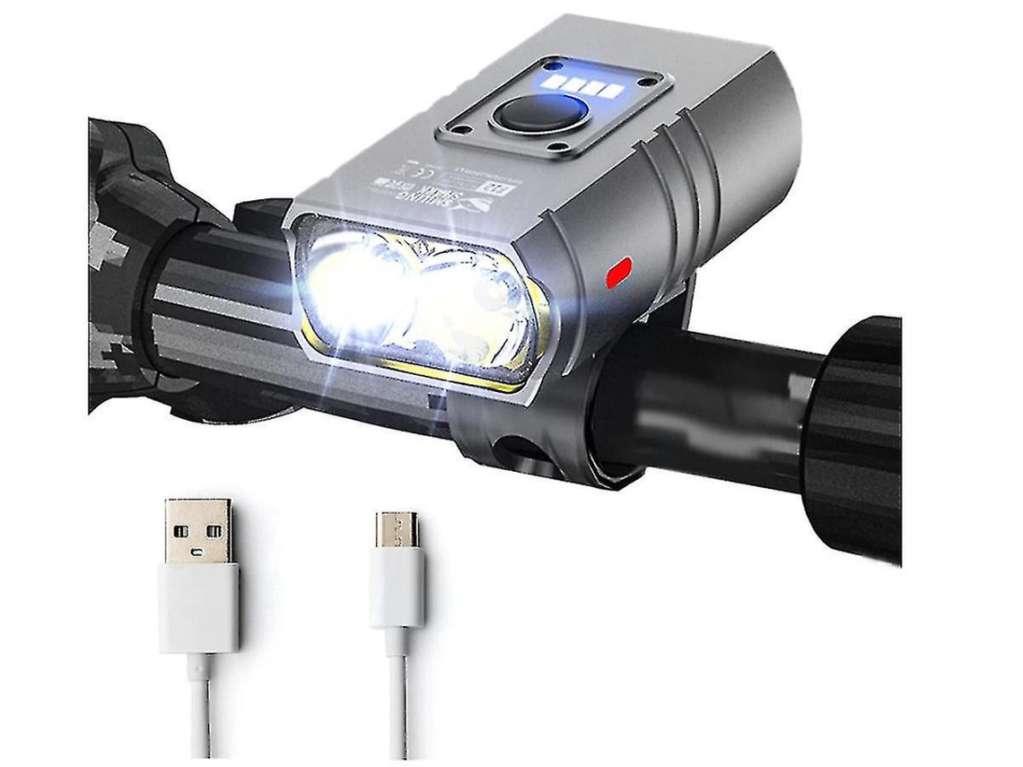 Cargador Luz Dianteira Bicicleta Modos Lúmens Usb Recarregável Yizhood Negro
