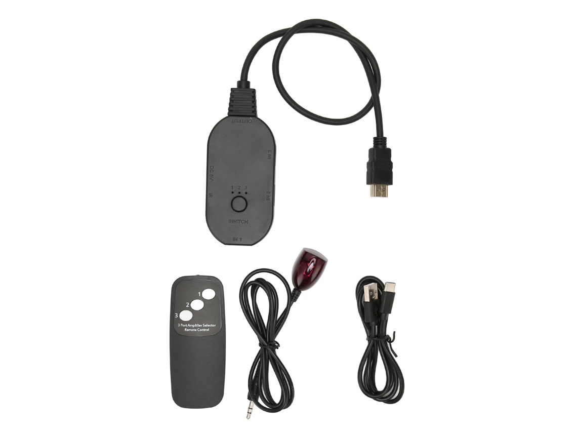 Conmutador Hdmi 3 Entradas 1 Salida 4k 60hz, Conmutador De Vídeo De 3 Puertos Con Control Remoto