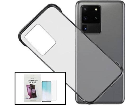 Carcasa + Protector Samsung Galaxy S20 Ultra PHONECARE Invisible Bumper Transparente, Negro 76961