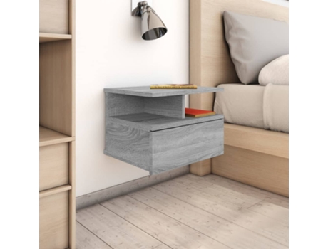 Conjunto 2 Mesita De Noche Flotante VIDAXL Gris Madera contrachapada (40x31x27 cm)