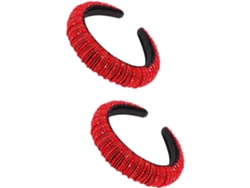 Diadema Elegante De Imitación De Cuero De 2 Piezas Con Delicados Detalles En Color Rojo.