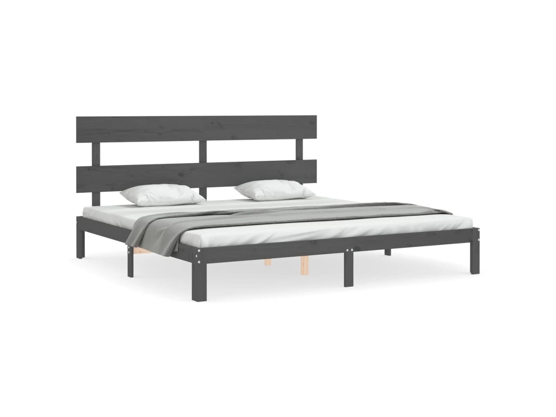 Maison Exclusive - Estructura De Cama Con Cabecero Madera Maciza Gris 200x200cm