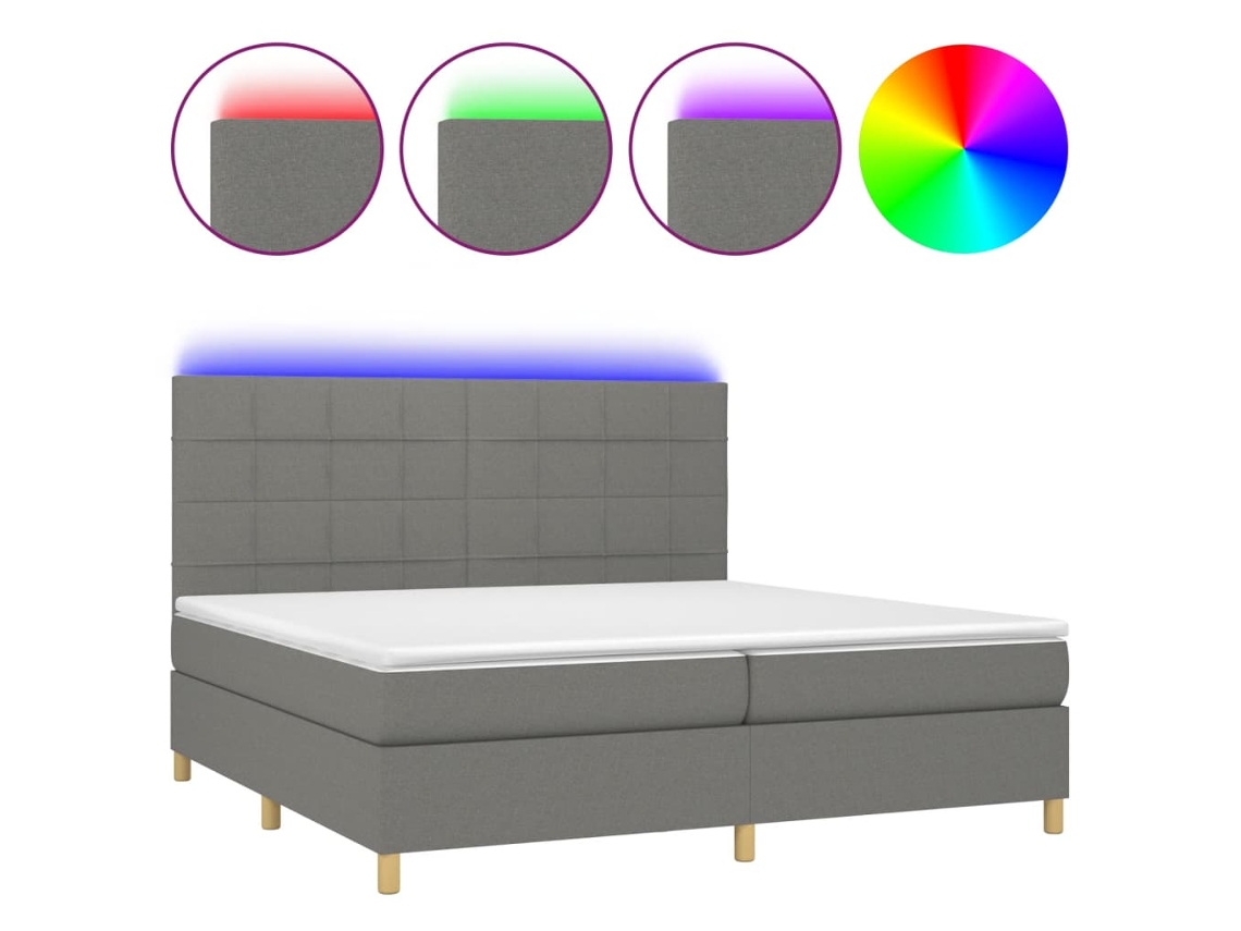 Maison Exclusive - Cama Box Spring Colchón Y Luces Led Tela Gris Claro 200x200 Cm