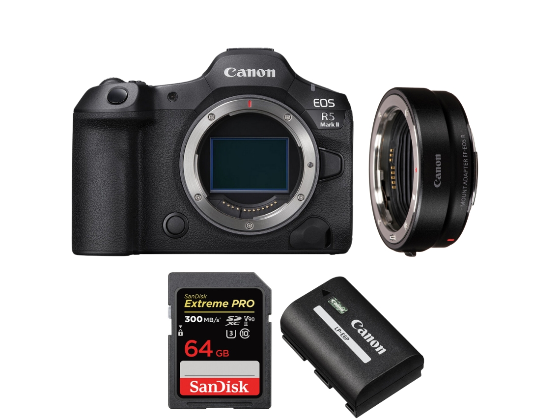 Canon Eos R5 Mark Ii + Ef-eos R + 1 Sandisk 64gb Uhs-ii 300mb/s + 1 Canon Lp-e6p + Ebook “20 Consejos Para Fotos Que Impactan”