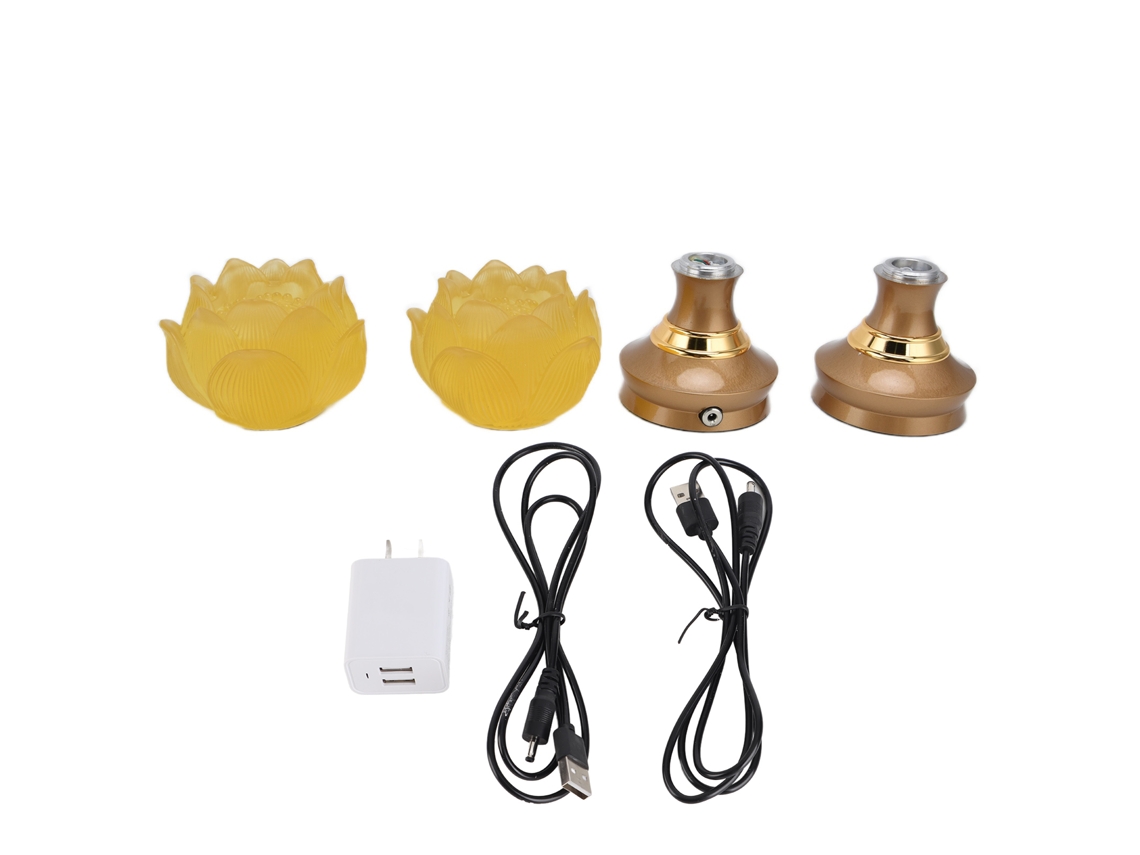 2set Luz Budista Led Lótus Com Base De Liga Lâmpada Colorida Ornamentos De Fé 100-240v Plug Us