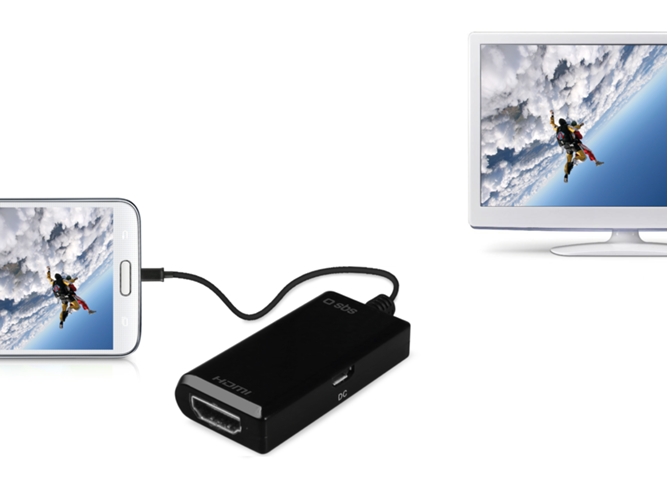 Cable SBS TTCABLETELMHL (HDMI - MicroUSB - 0.1 m - Negro) — HDMI y microUSB | 10 cm