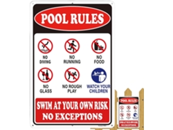 Letrero De Normas Para Piscinas, Letreros Metálicoss A La Intemperie Y A Los Rayos Uv Letrero De Prohibido Zambullirse,