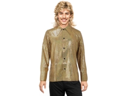 Camisa Disco Bling dorada para hombre