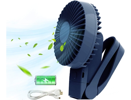 Mini Ventilador Usb Portátil Plegable Ajustable Recargable Clip-On 4000mAh con Rotación 360 4 Velocidades