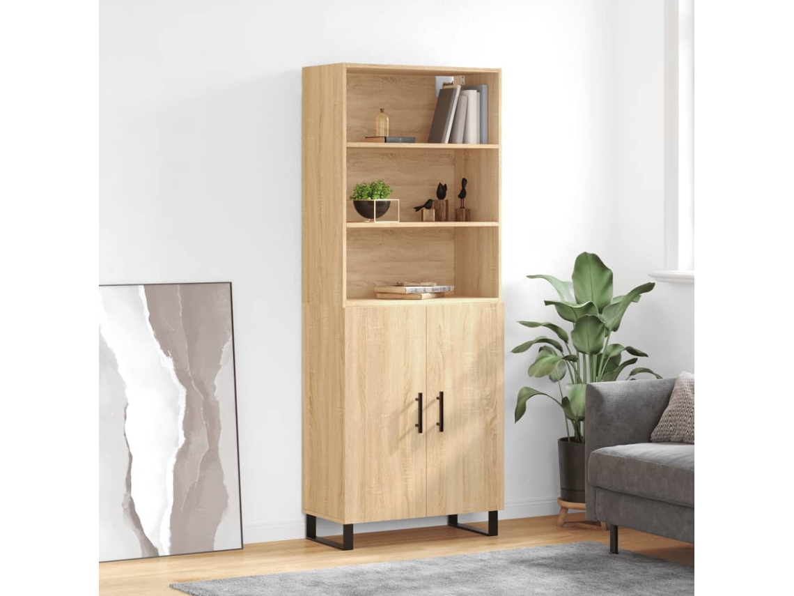 Aparador Alto Madera Contrachapada Color Roble 69,5x34x180 Cm