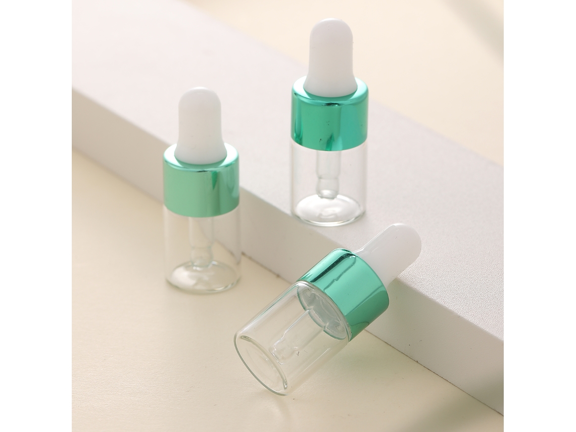 (verde) 3 Mini Botellas Cuentagotas De Vidrio De 2 Ml, Ecológicas Y Reutilizables