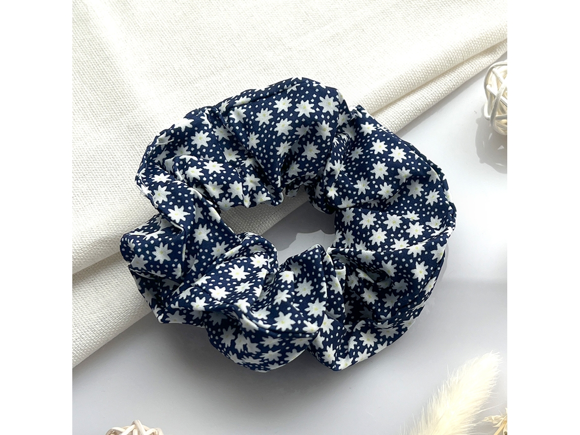 Pinza clásica para el pelo con forma de búho en tejido delicado, diseño floral azul marino AVIZAR