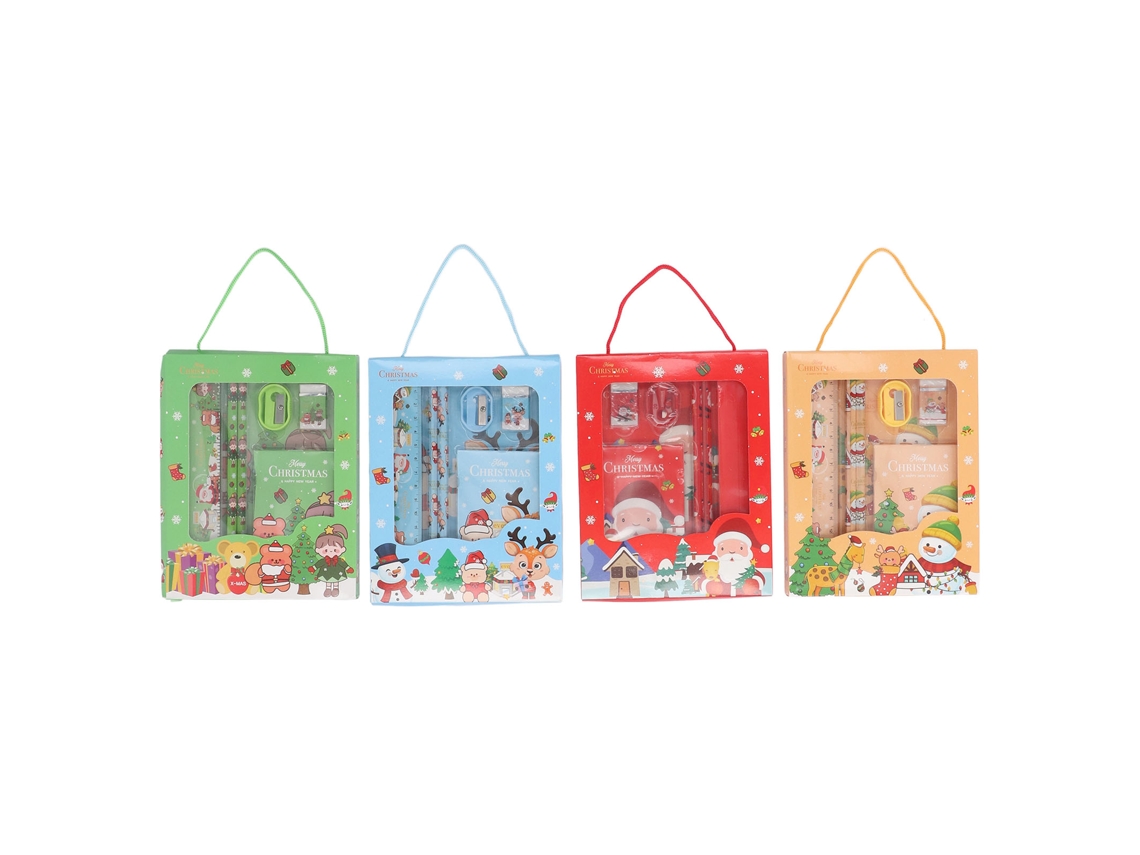 4 Sets De Papelería Escolar De Navidad Con Lápiz, Regla, Goma Y Sacapuntas Para Estudiantes, Regalos Y Fiestas