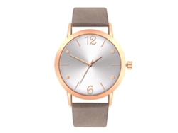 Reloj Analógico De Cuarzo Unisex De Moda Con Correa De Pu Y Esfera Redonda Gris.
