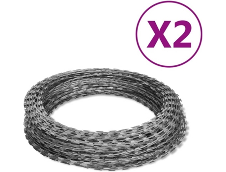 Conjunto 2 Alambre de espino rollo helicoidal VIDA XL acero galvanizado (100m)