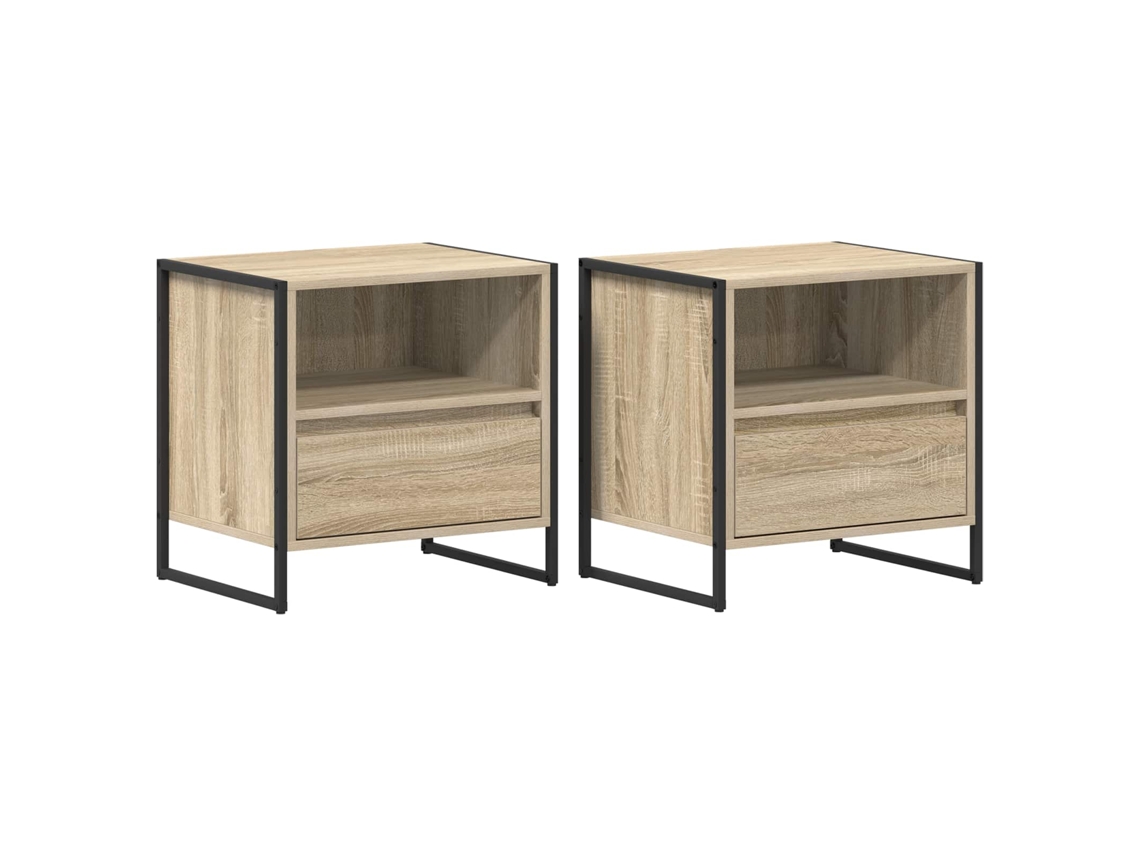 Maison Exclusive - Mesa De Noche Con Cajón 2 Pcs Sonoma 50 X 39,5 X 50 Cm